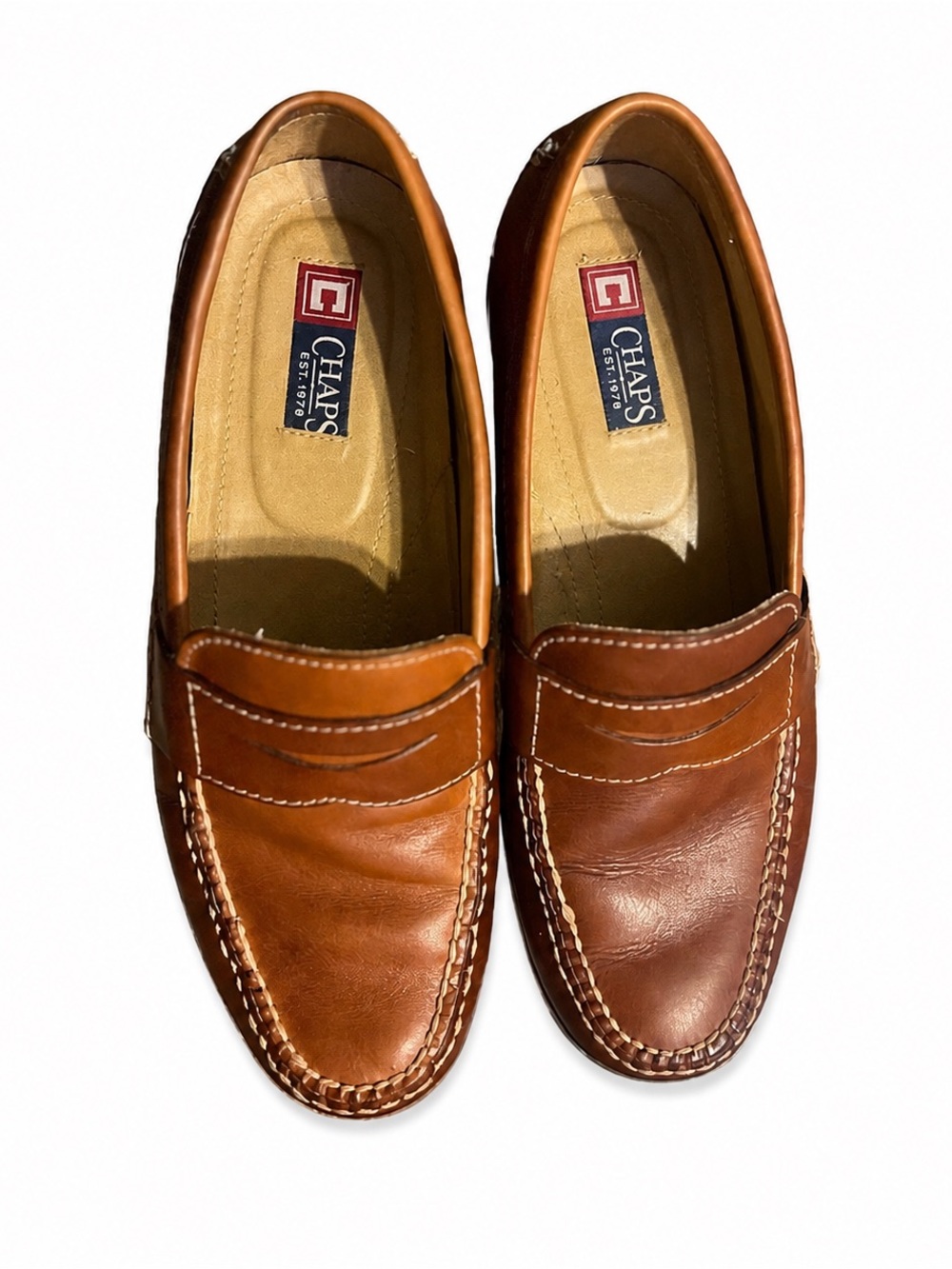 Chaps Men’s Brown Leather Penny Loafers Size 10M